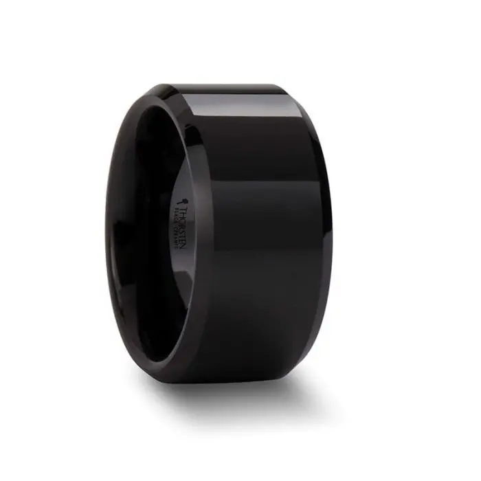 Citar | Black Ceramic Ring, Brushed, Beveled, 10Mm, 12Mm 2
