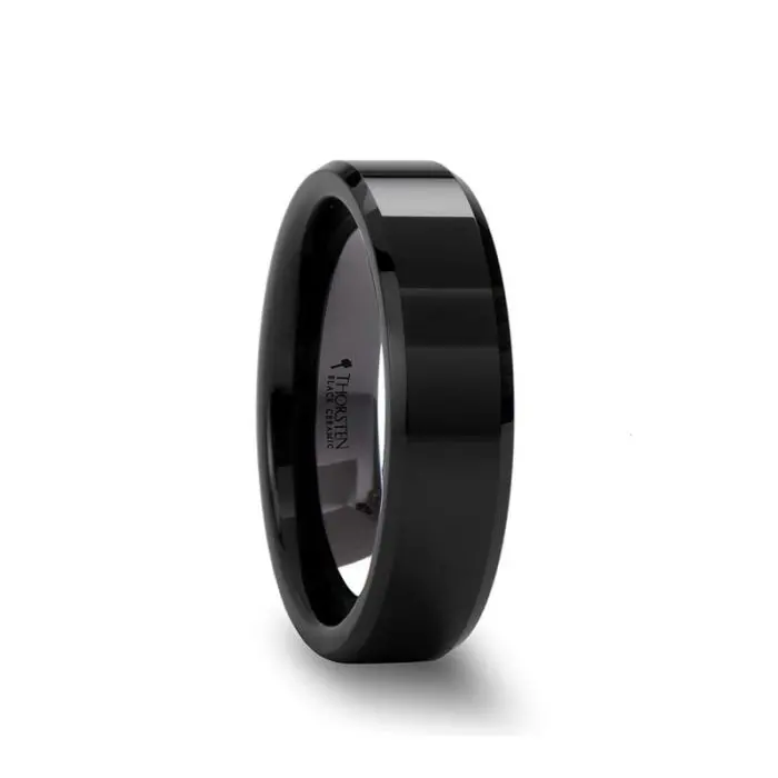 Citar | Black Ceramic Ring, Brushed, Beveled, 4Mm, 6Mm, 8Mm 1