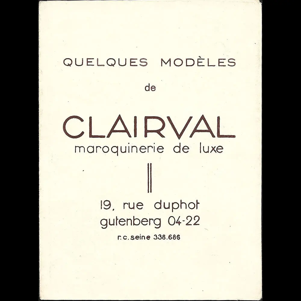 Clairval - Quelques Modèles De Clairval, Document Publicitaire Illustré De La Maison De Maroquinerie (1930S) 1