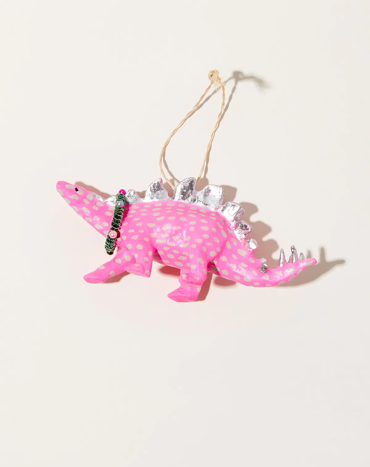 Merry Stegasaurus Ornament In Pink 1