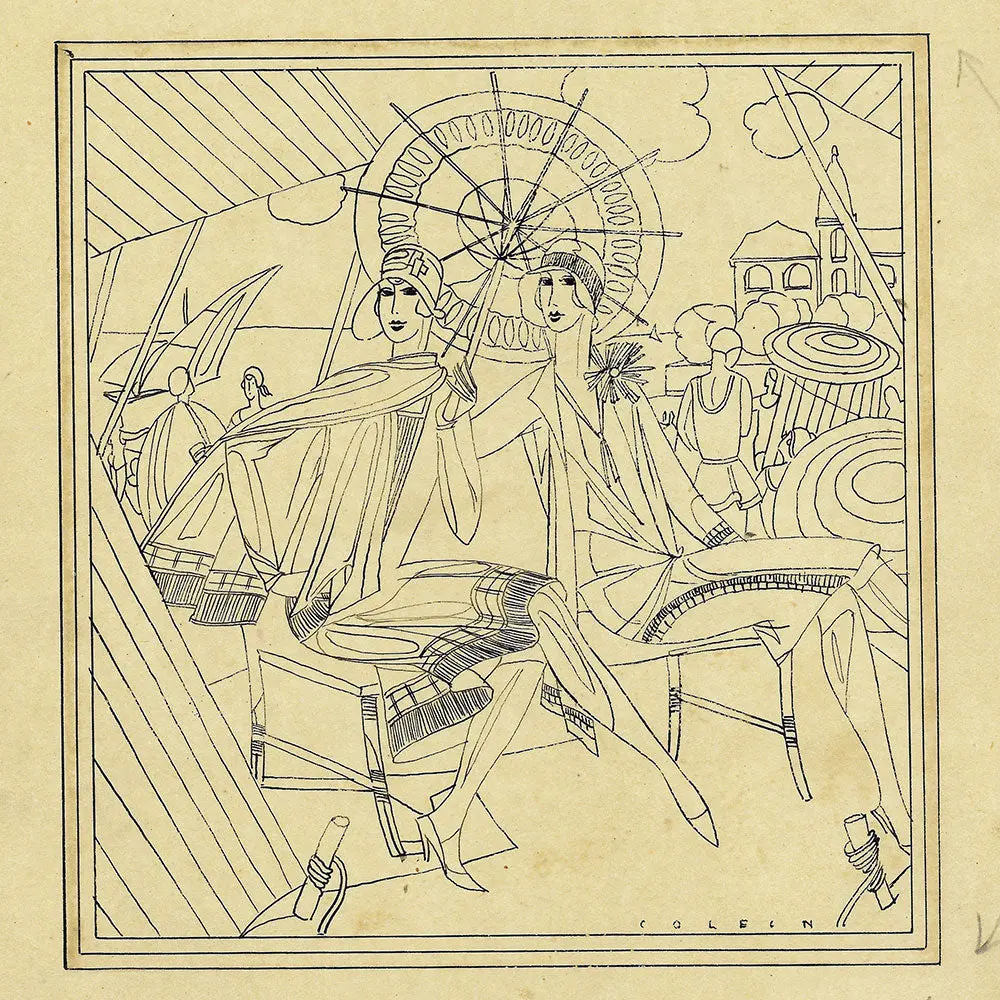 Colein - Elegantes À La Plage, Projet D'illustration (Circa 1920S) 1