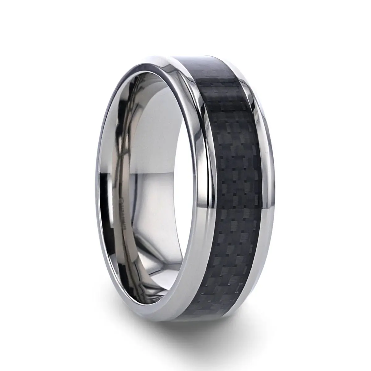 Colosseum | Silver Titanium Ring, Black Carbon Fiber 1