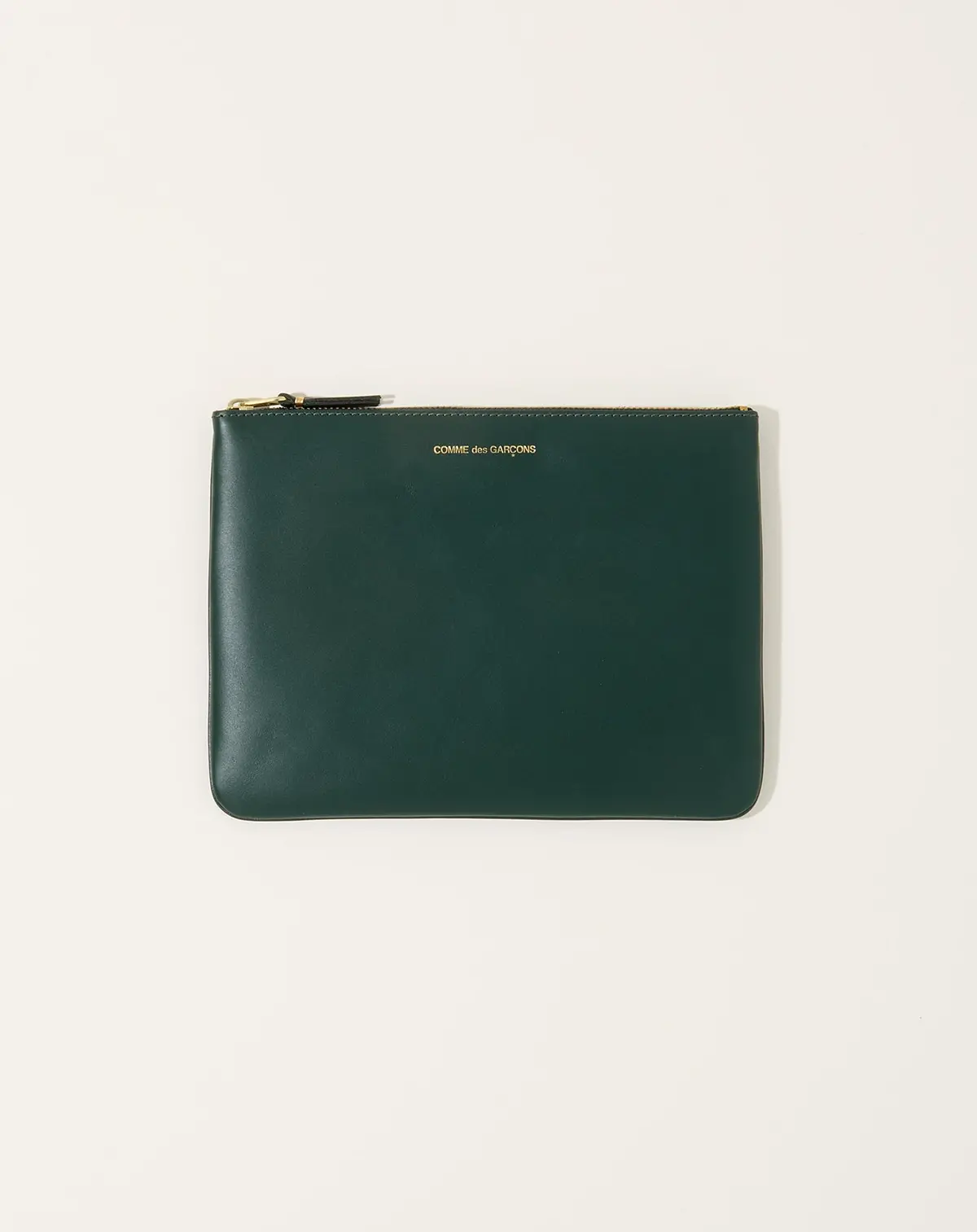 Classic Leather Zip Pouch In Bottle Green 1