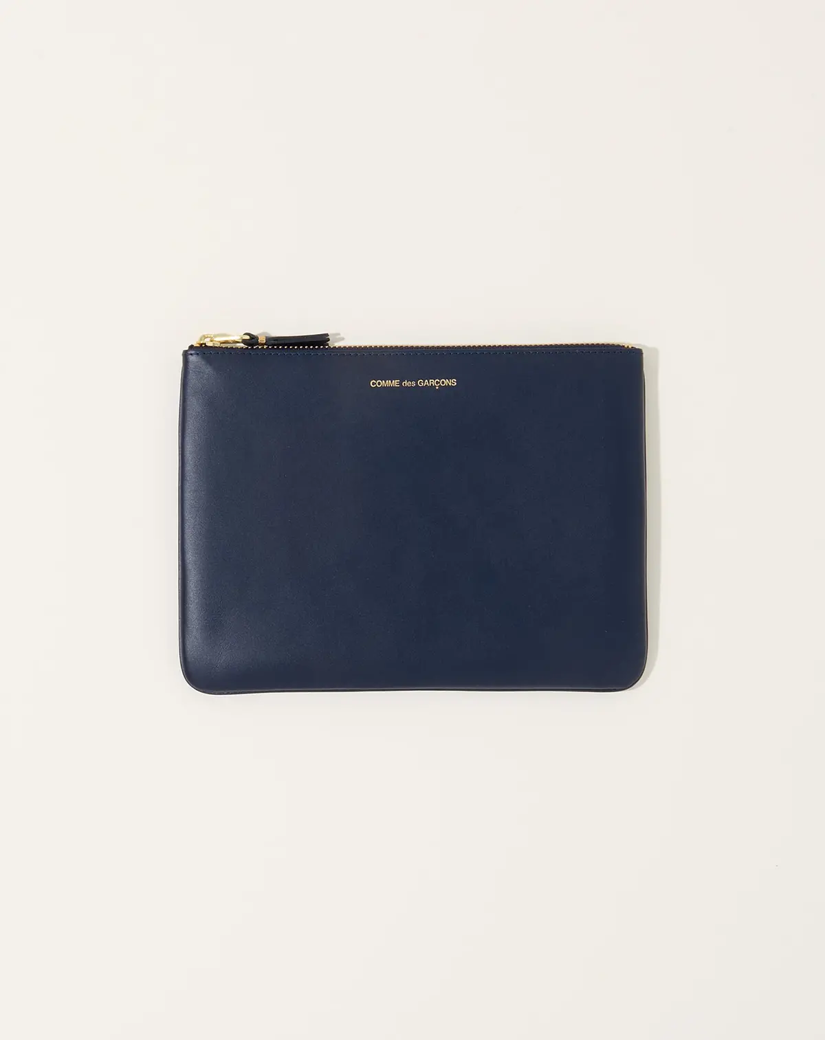 Classic Leather Zip Pouch In Navy 1