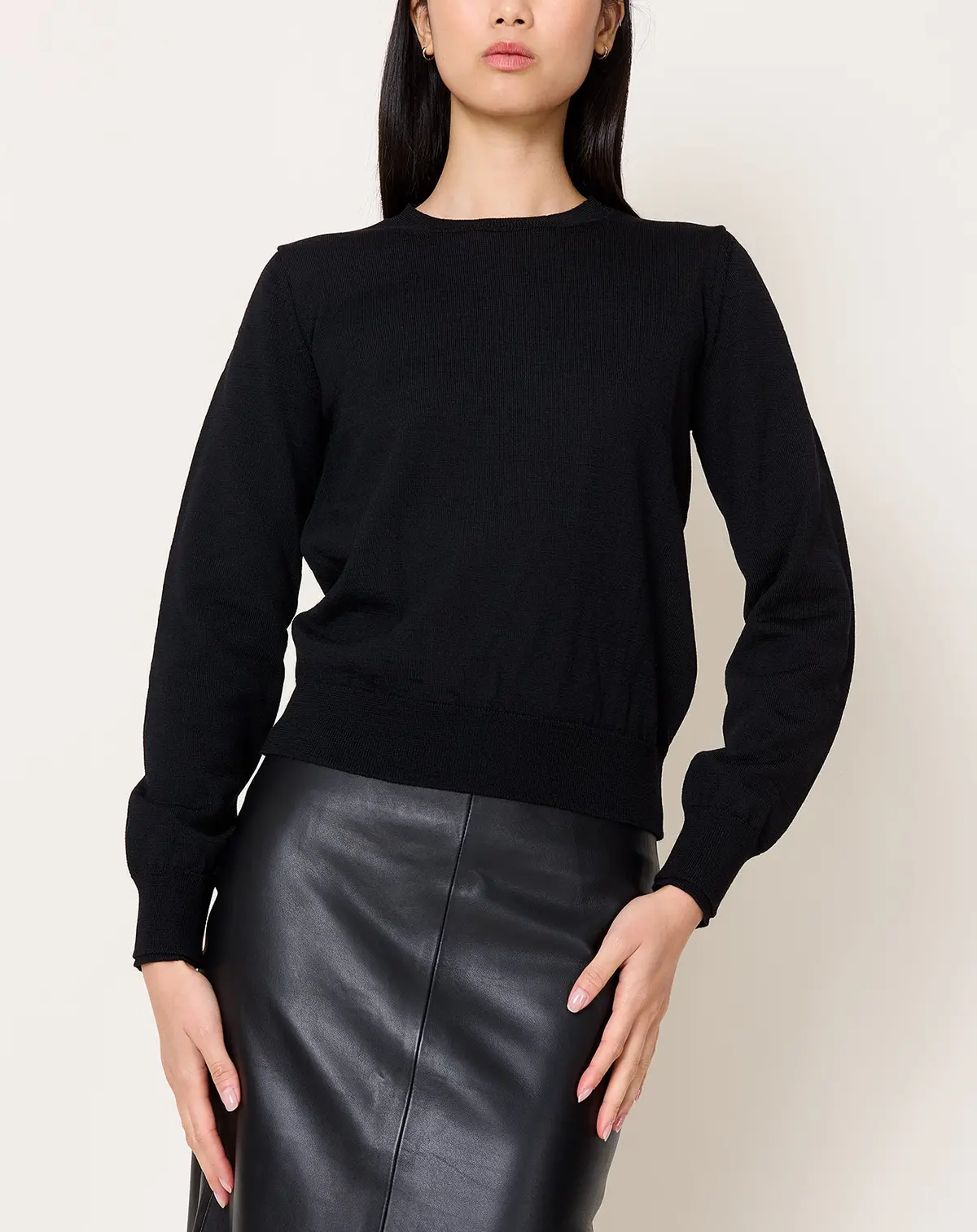 Double Sleeve Crewneck In Black 1
