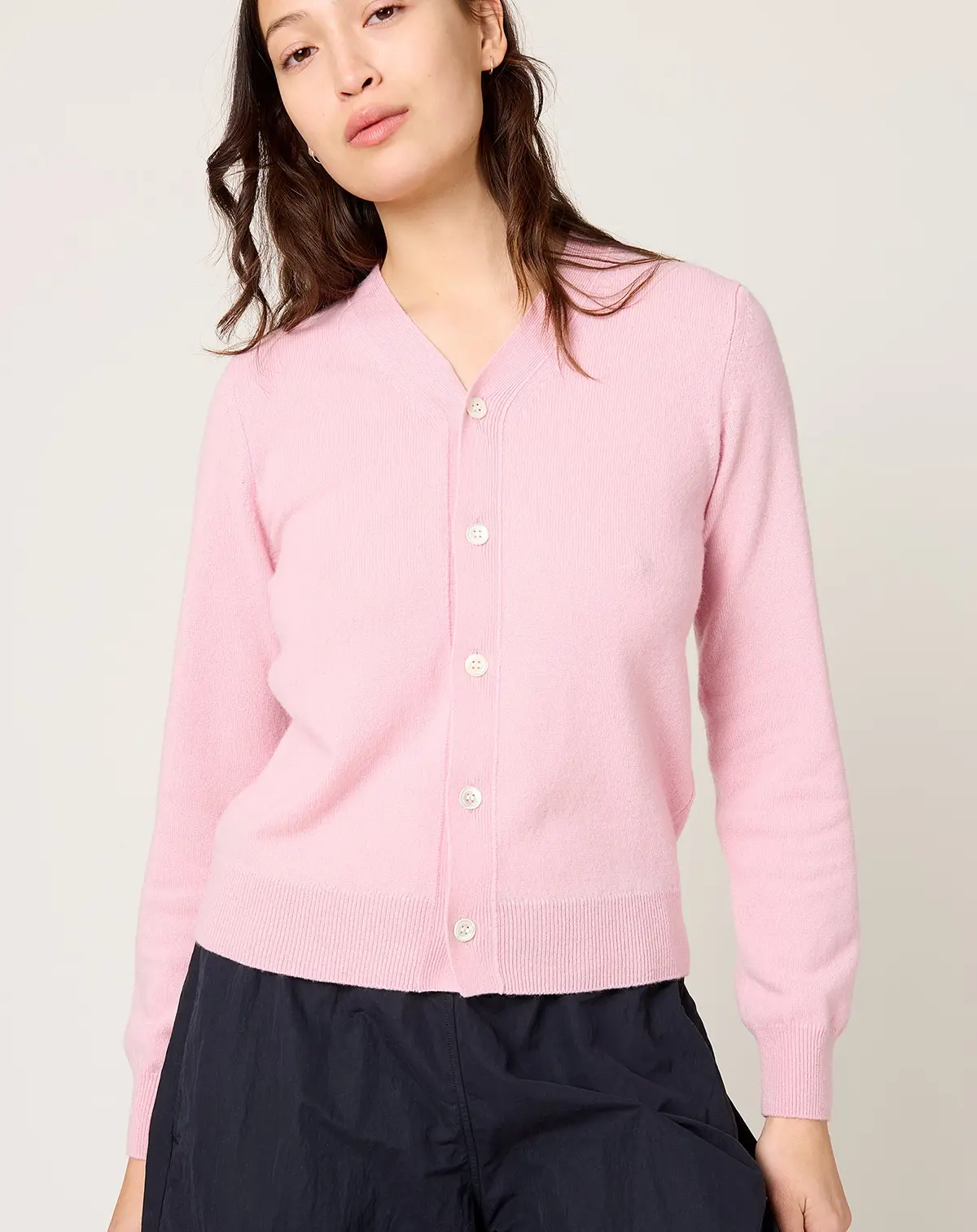 Cashmere V-Neck Cardigan In Pink 1