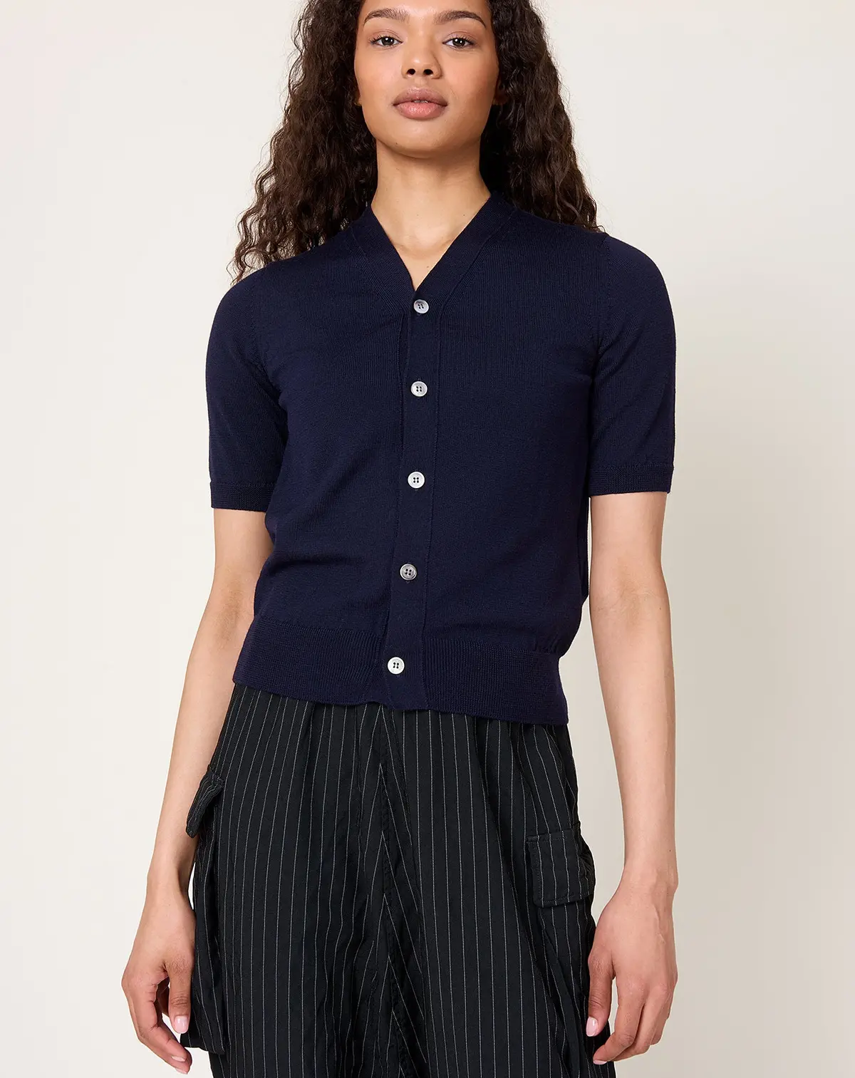 Short Sleeve Cardigan In Navy 1