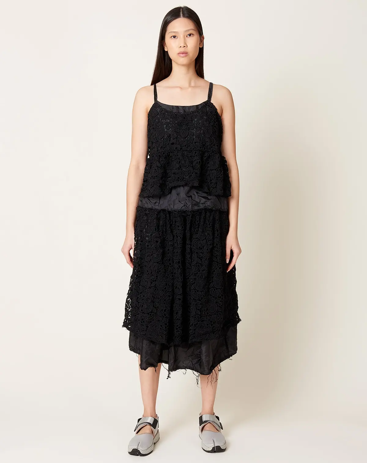 Black Chemical Lace Tafetta Skirt 1
