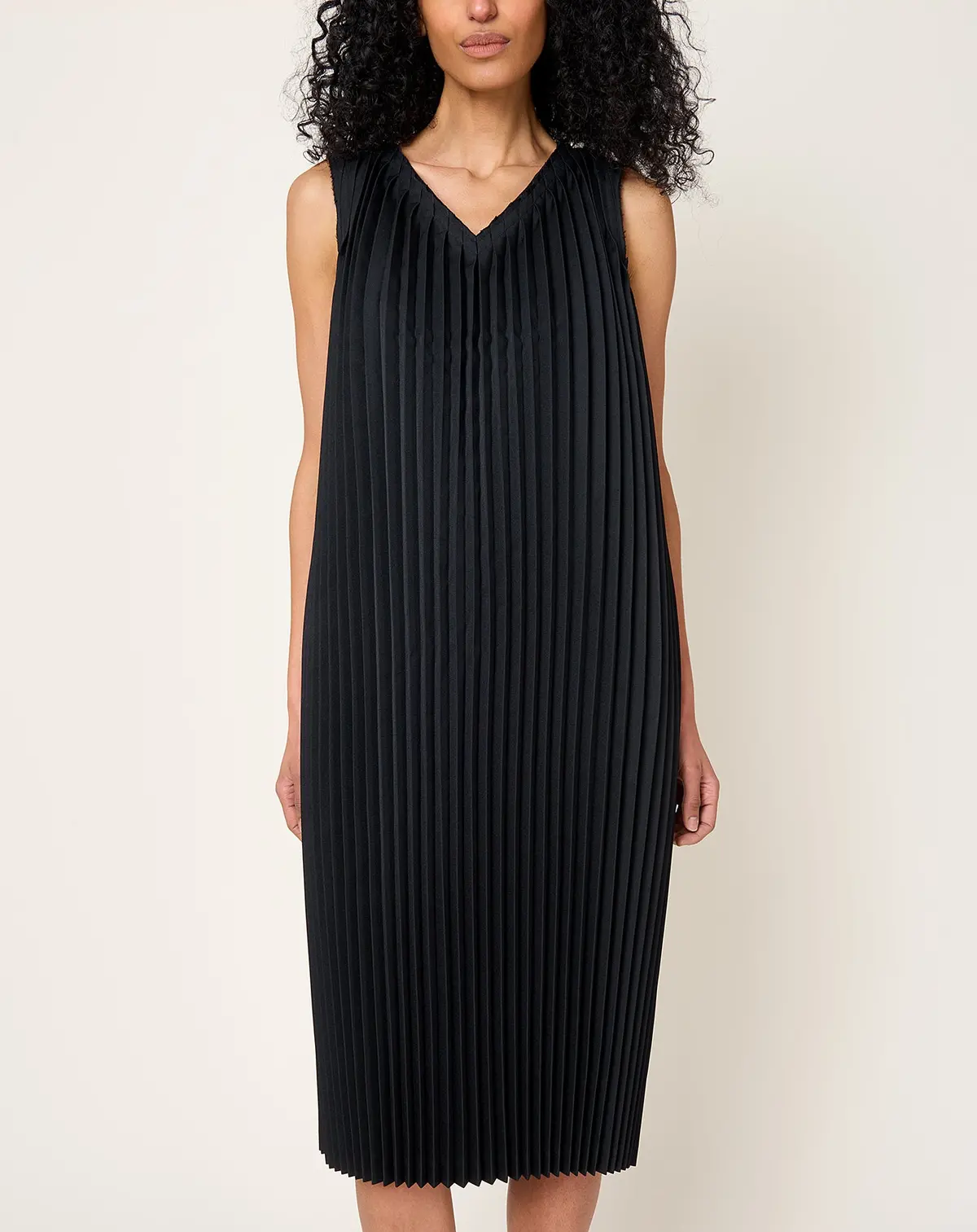 Dimmensional Pleat Dress In Black 1