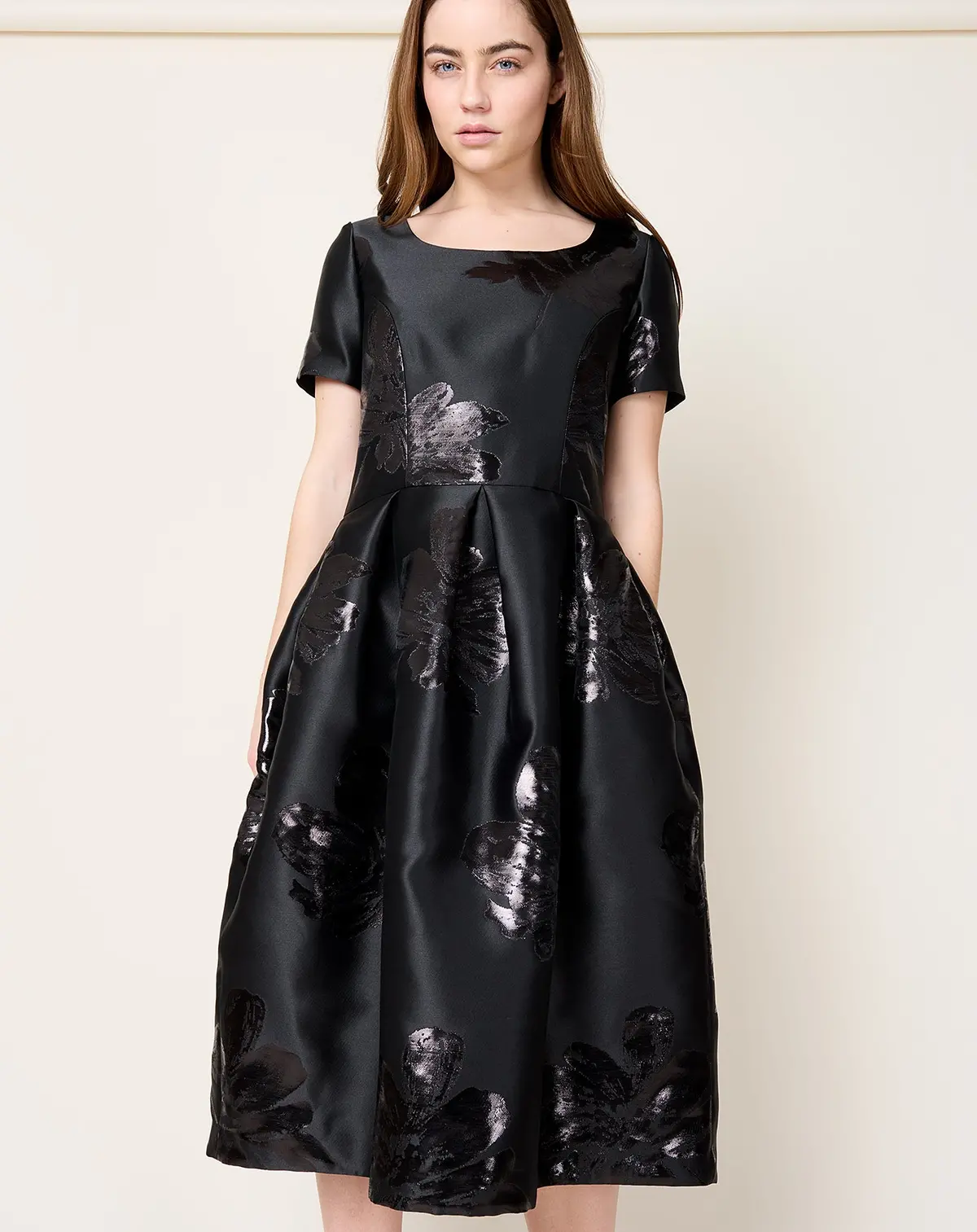 Floral Jacquard Dress In Black 1
