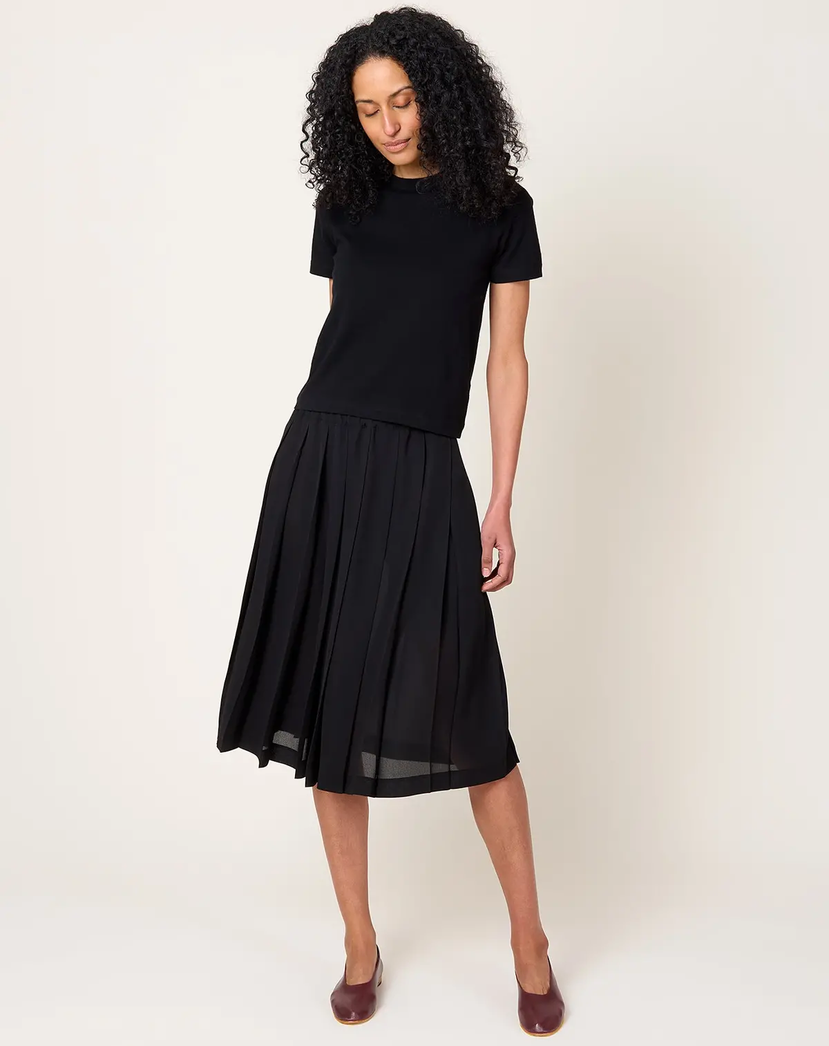 Georgette Pleated Skirt In Black 1