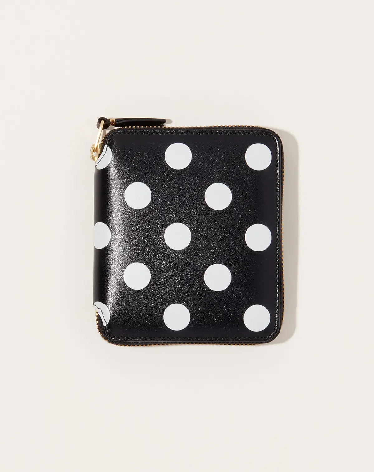 Polka Dot Printed Full Zip Around Wallet In Black 1