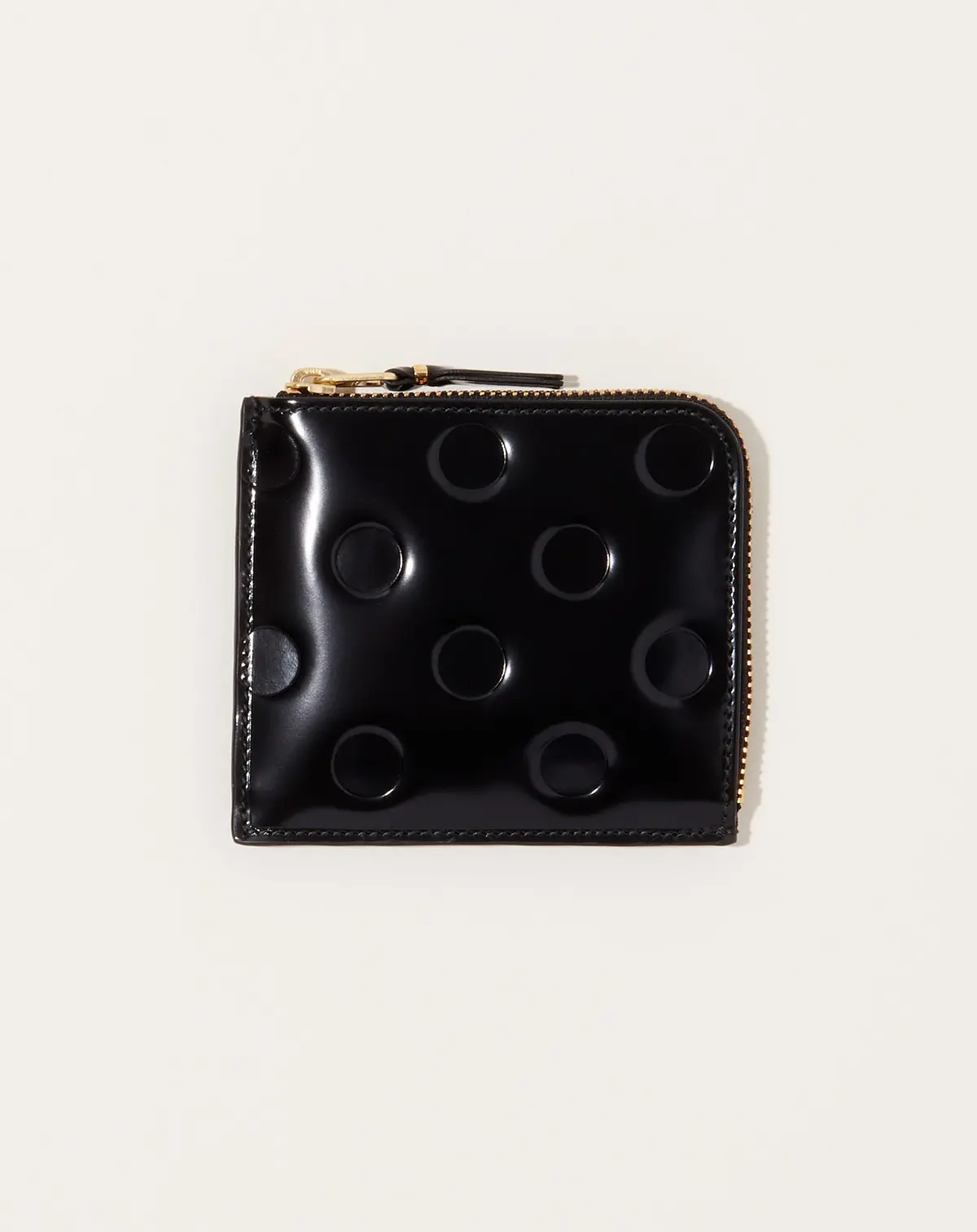 Polka Dots Embossed Zip Around Wallet In Black 1