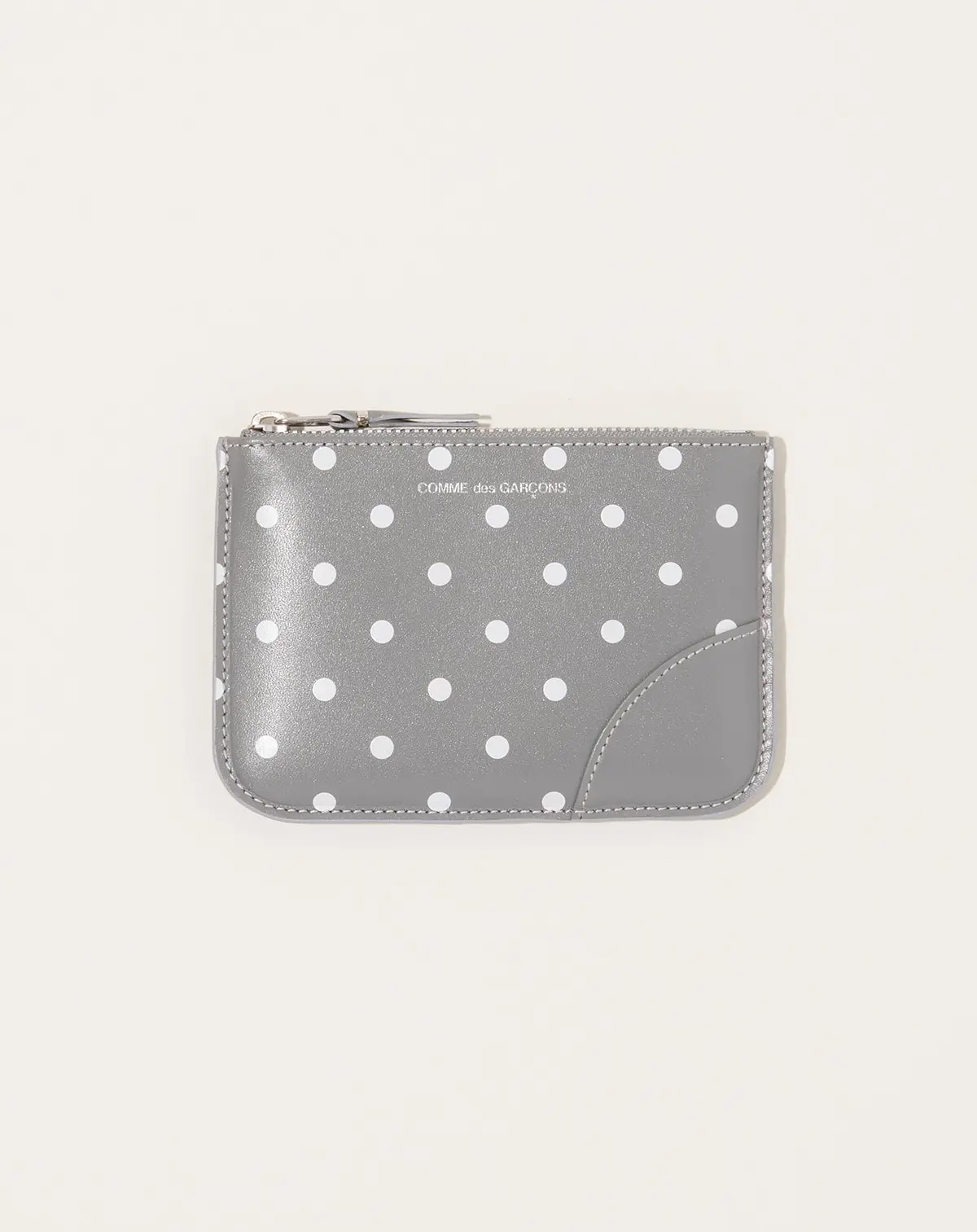 Polka Dots Printed Pouch In Grey 1