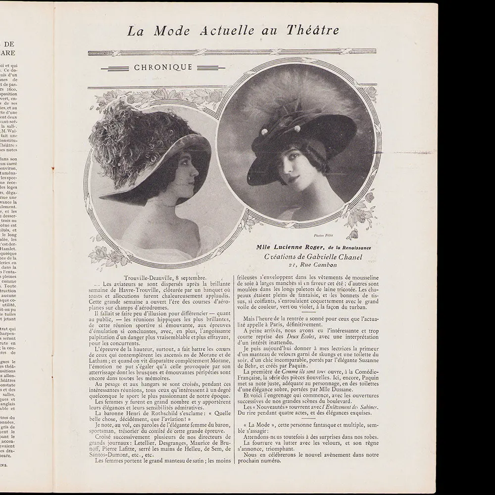 Comoedia Illustré (15 Septembre 1910), Chapeau Chanel 2
