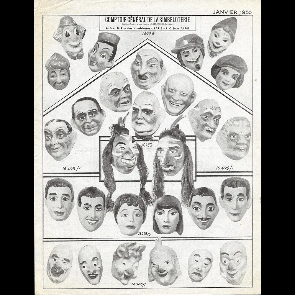 Comptoir De La Bimbloterie - Catalogue De Masques, 4,6 Et 8 Rue Des Houdriettes À Paris (1955) 1