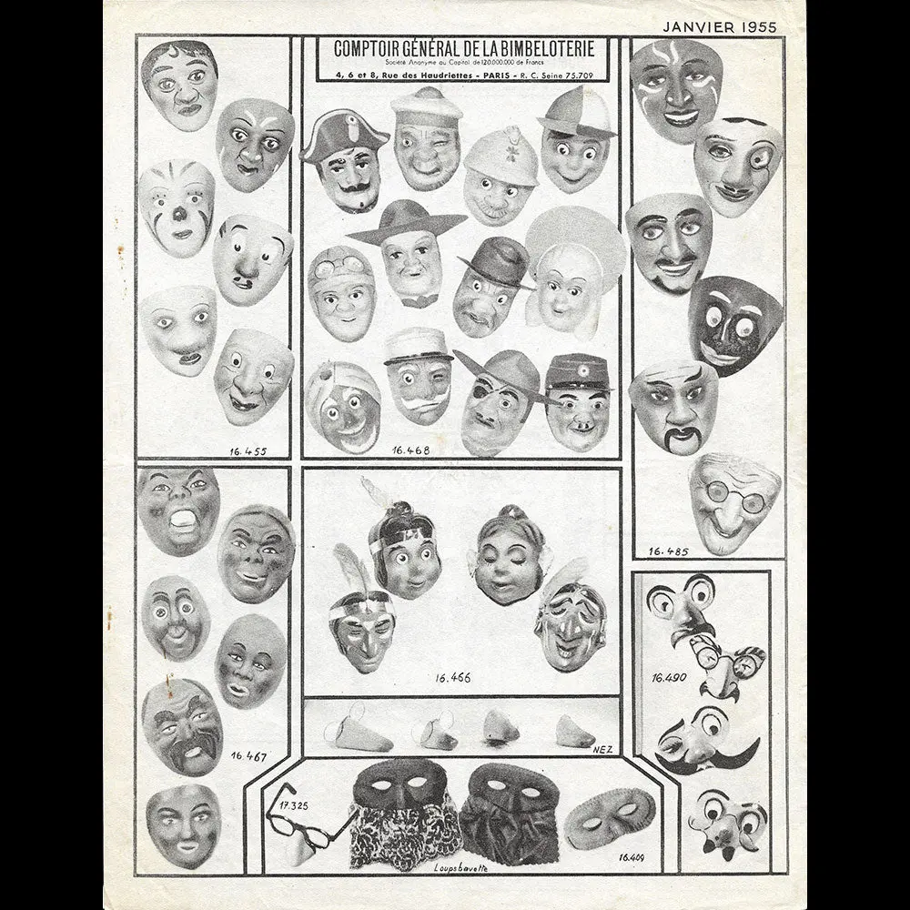 Comptoir De La Bimbloterie - Catalogue De Masques, 4,6 Et 8 Rue Des Houdriettes À Paris (1955) 2