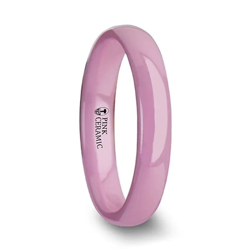 Coral | Women's Pink Ceramic Ring, Shiny, Domed 2