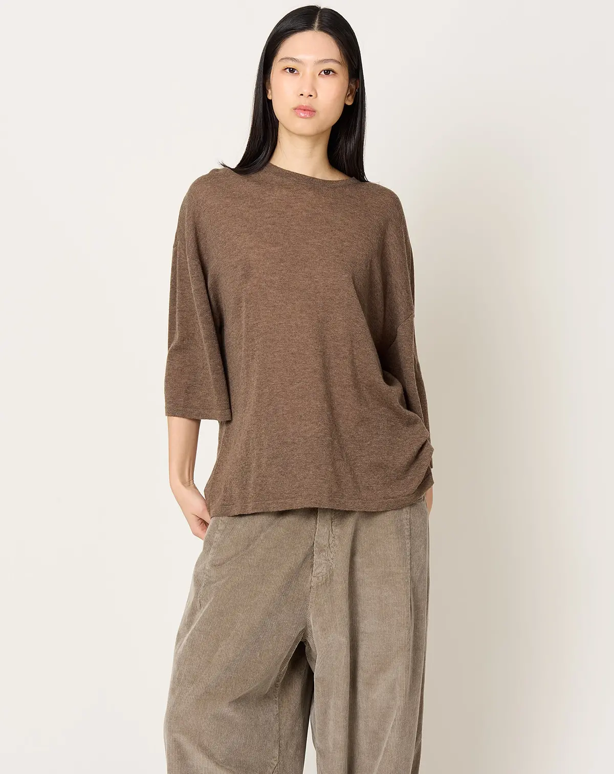 Merino Wool Oversized T-Shirt In Deep Taupe 1