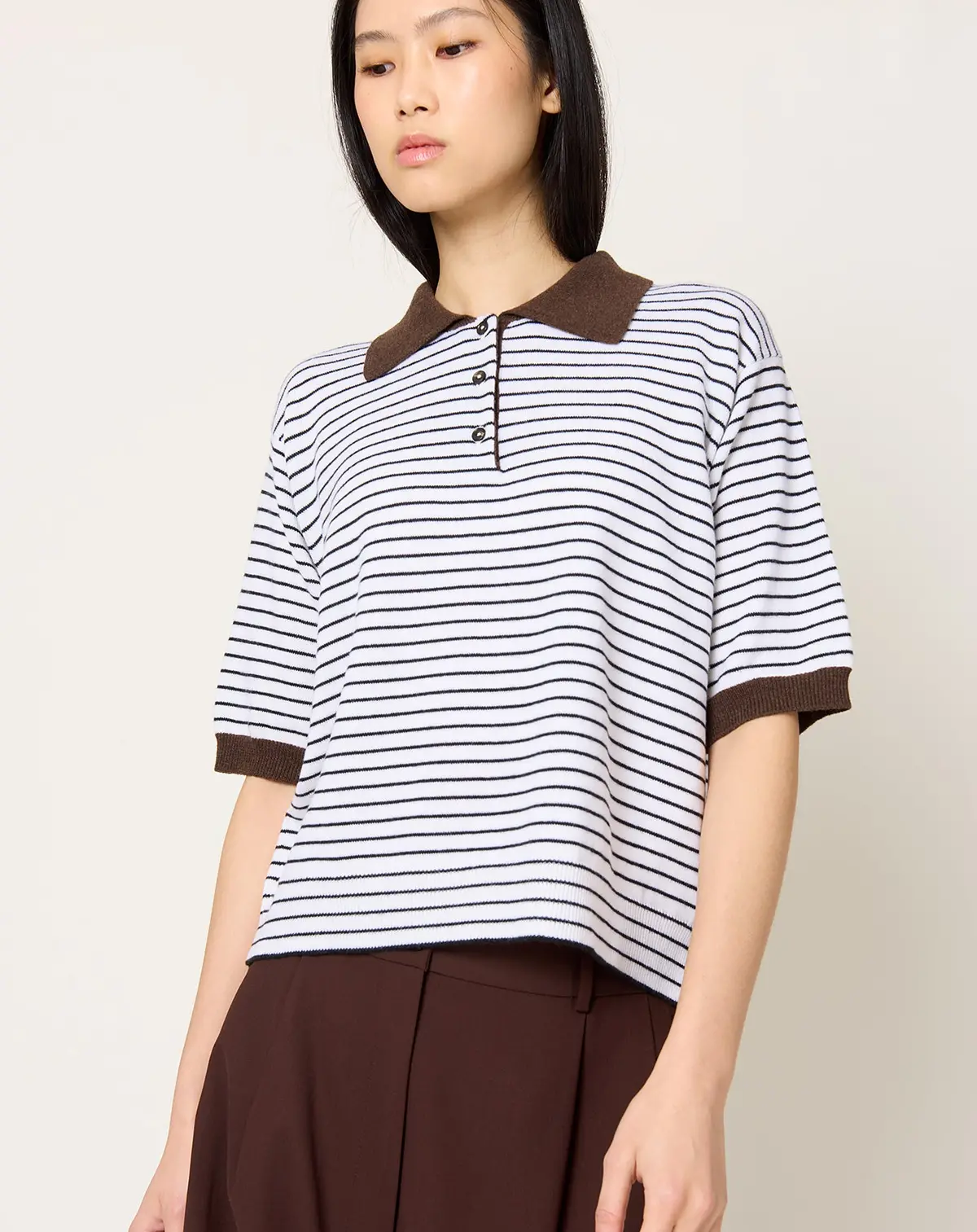 Merino Wool Striped Polo 1