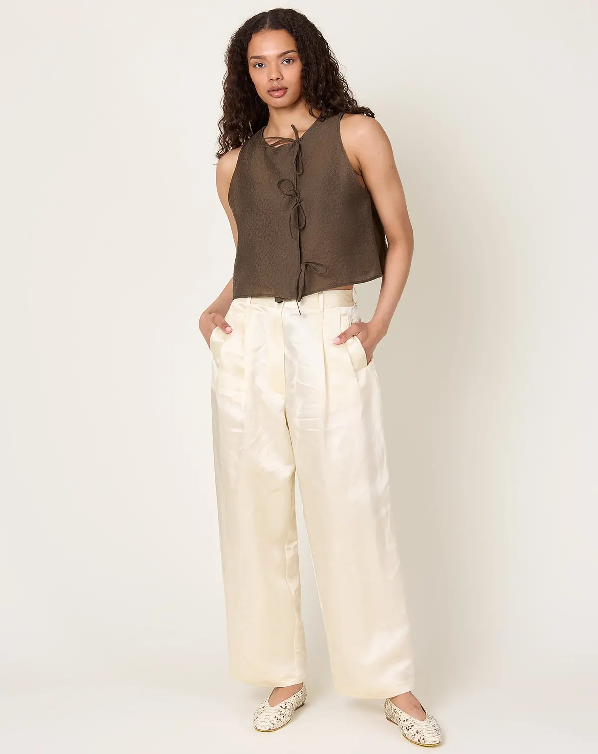 Satin Masculine Pants In Marfil 1