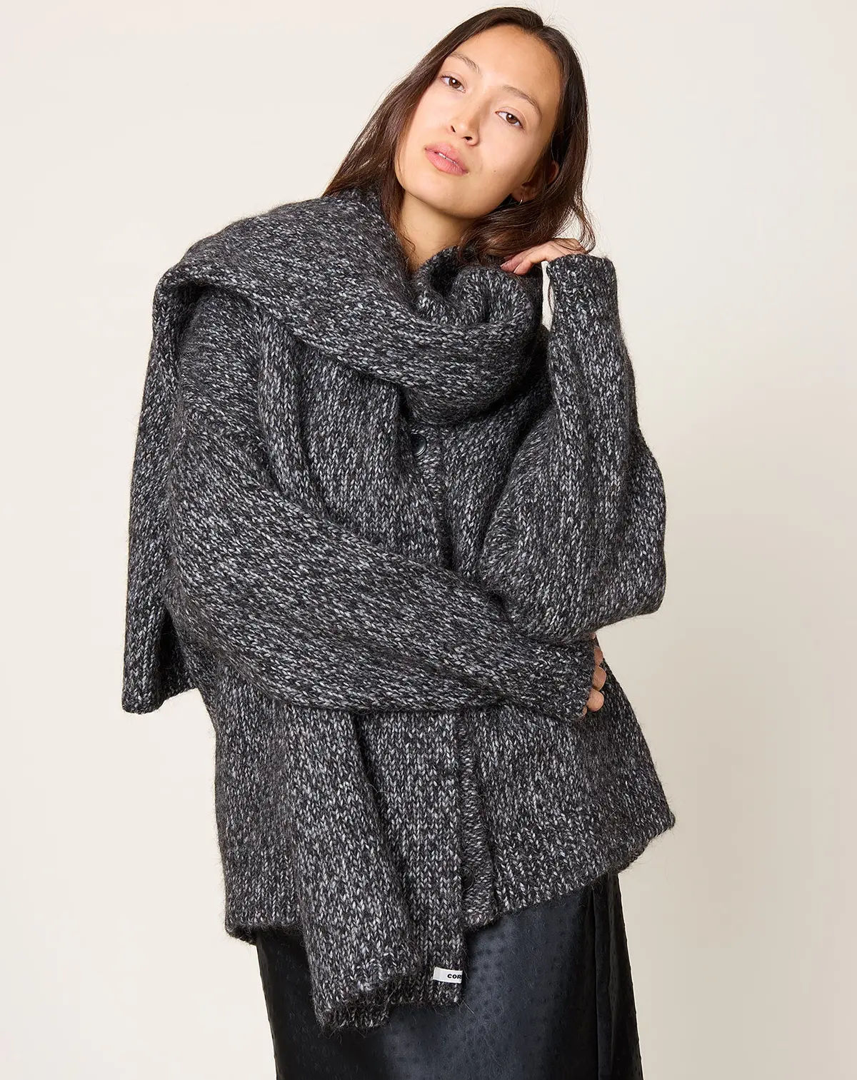 Scarf In Black Melange 1