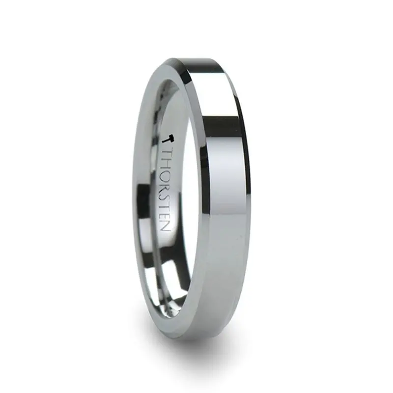 Corinthian | Silver Tungsten Ring, Shiny, Beveled, 4Mm, 6Mm, 8Mm 1