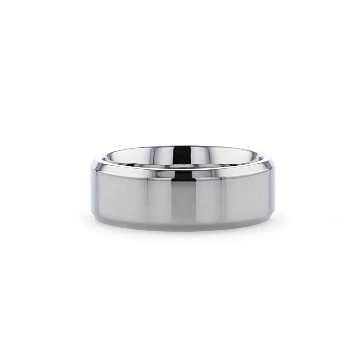 Coronal | Silver Titanium Ring, Polished Finish, Beveled 3