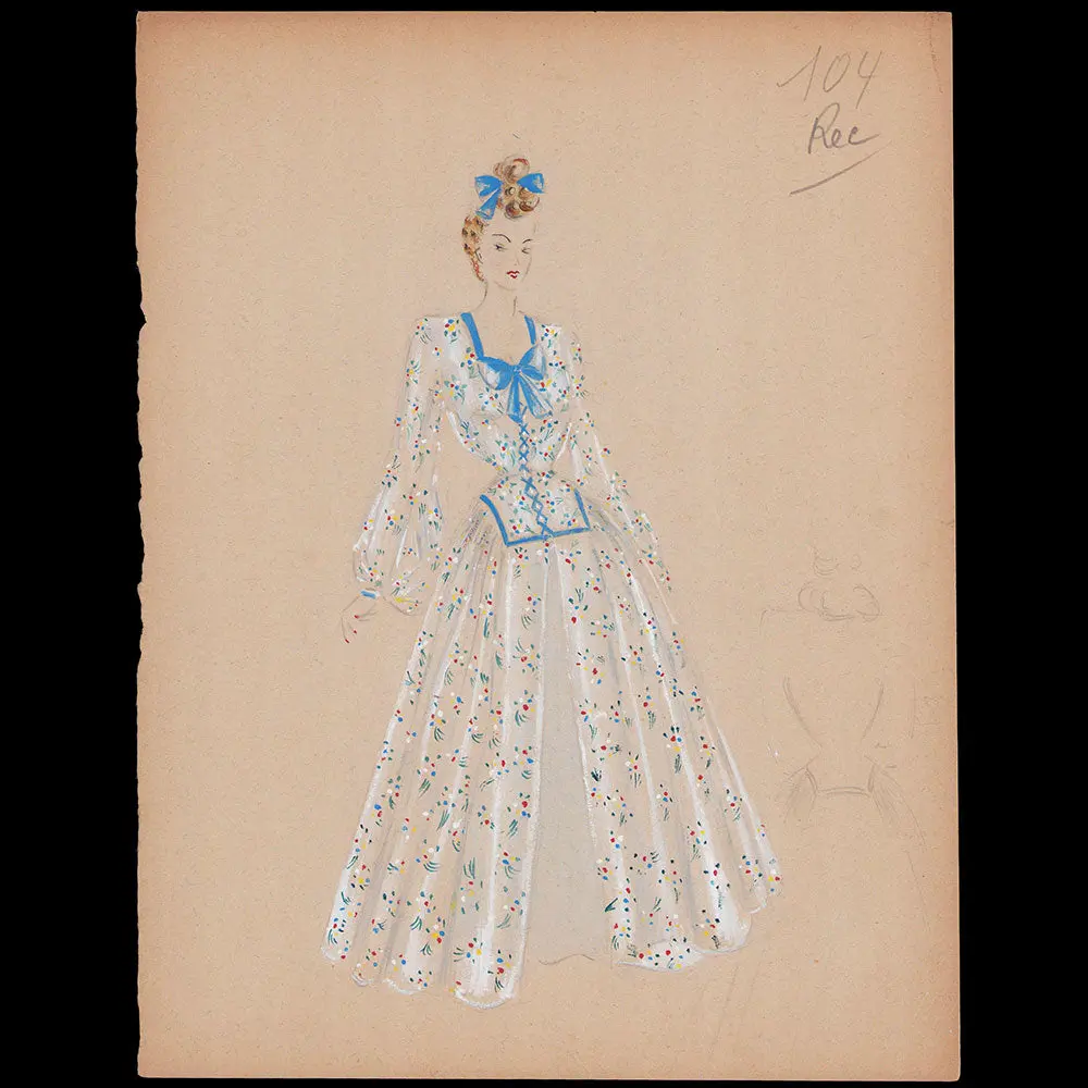 Croquis De Mode - Robe À Fleurs (1940S) 1