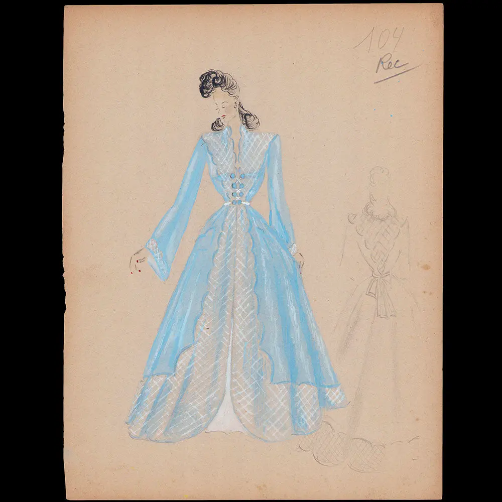 Croquis De Mode - Robe Bleue (1940S) 1