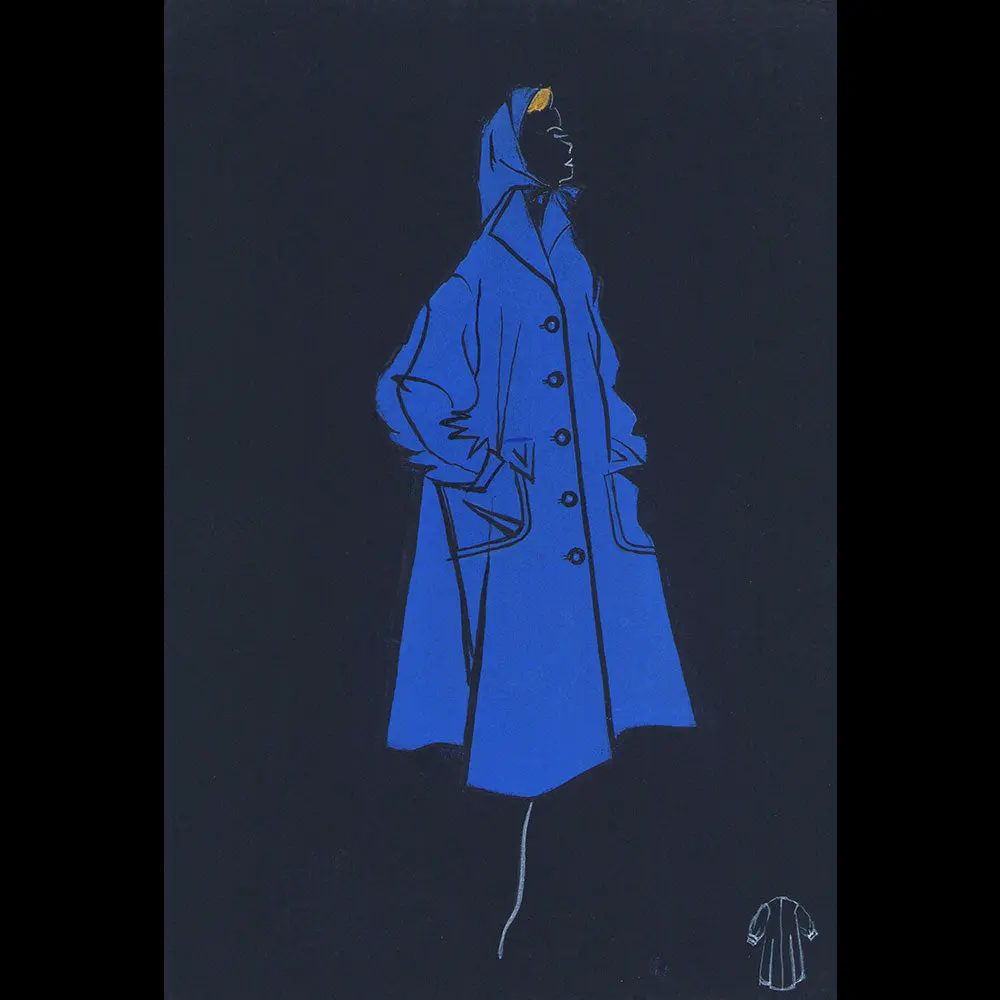 Dessin D'un Manteau Bleu (1950S) 1