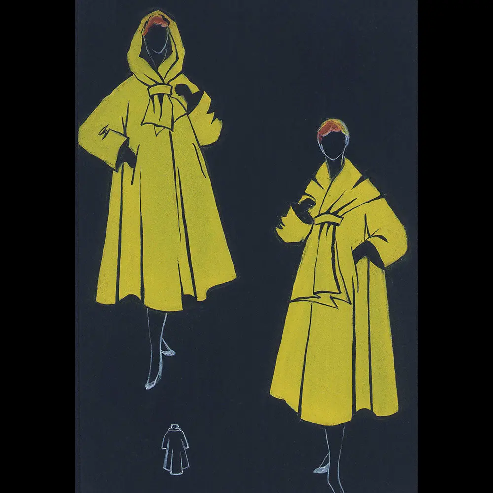 Dessin D'un Manteau Jaune (1950S) 1