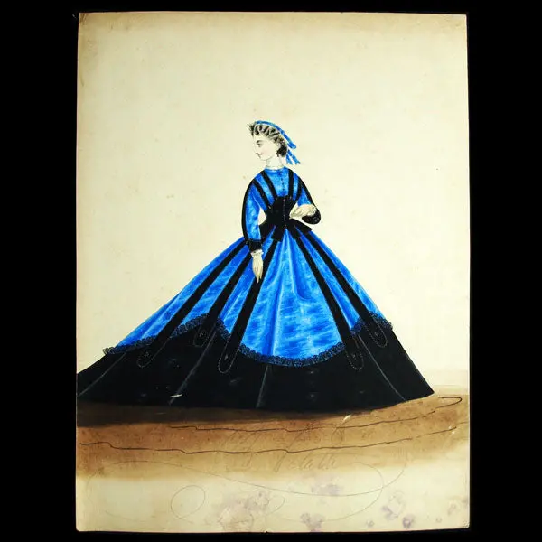 Dessin De Charles Pilatte Pour Les Maisons Worth Ou Ghys (Circa 1860-1870) 1