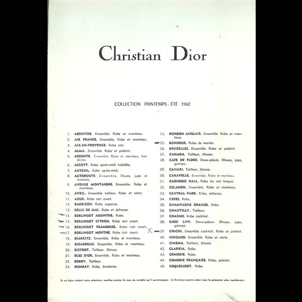 Christian Dior, Collection Printemps-Eté 1962 1