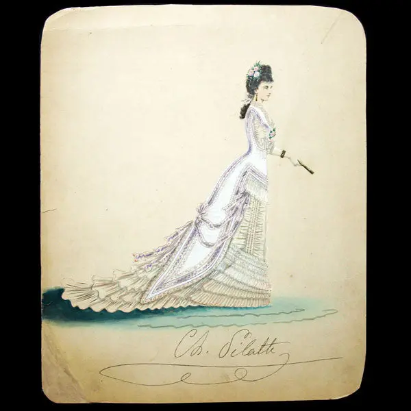 Dessin De Charles Pilatte Pour Les Maisons Worth Ou Ghys (Circa 1860-1870) 1
