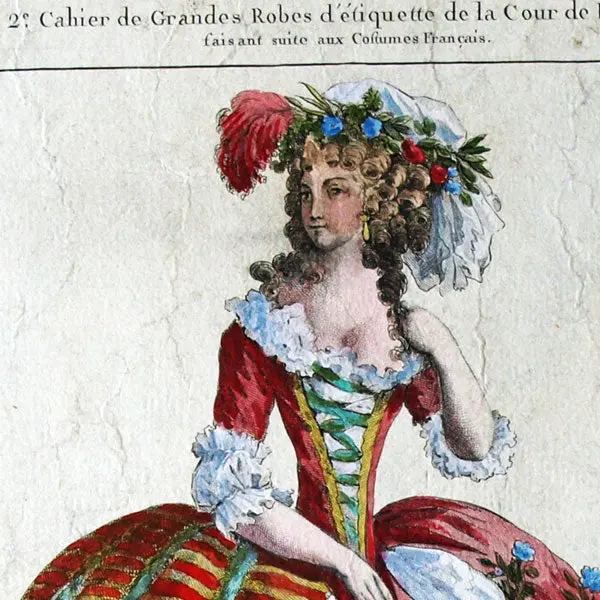 Gallerie Des Modes Et Costumes Français, 1778-1787, Gravure N° Rrr 373, Grande Robe De Cérémonie Pour Le Gala Par Saint-Aubin (1787) 2