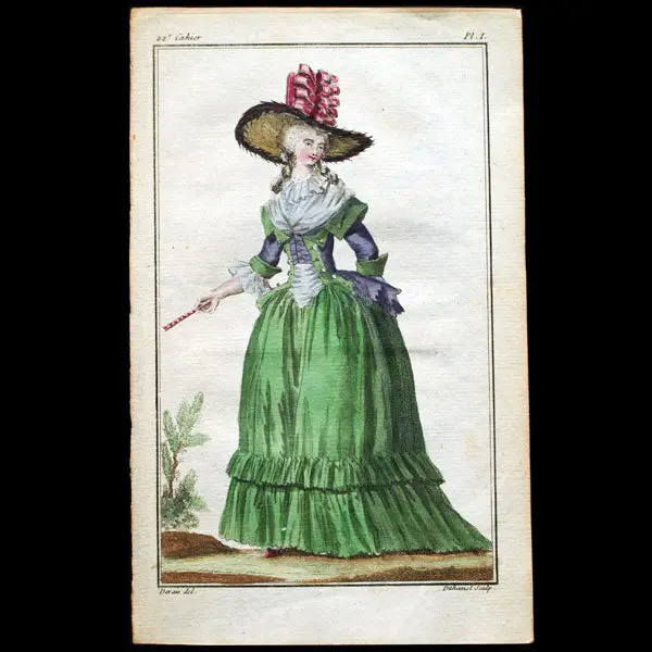 Cabinet Des Modes, Planche I, 22Ème Cahier - Femme En Caraco À La Cauchoise (1Er Octobre 1786) 1