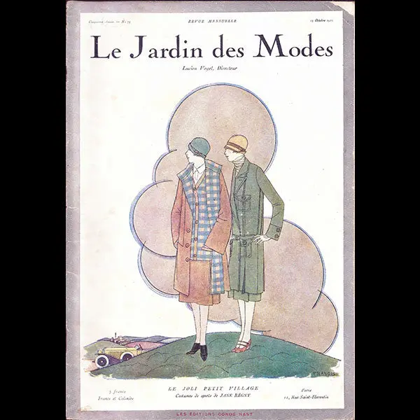 Le Jardin Des Modes, N°75, 15 Octobre 1925, Couverture De Francis 1