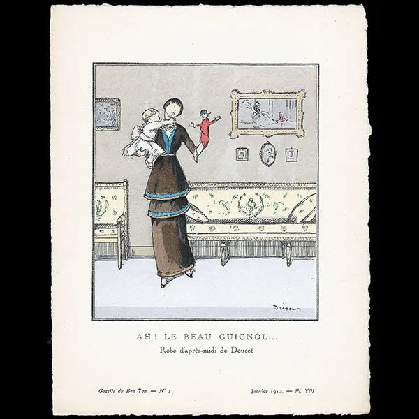 Gazette Du Bon Ton - Ah Le Beau Guignol, Robe D'après-Midi De Doucet, Planche De Jacques Drésa (N°1, 1914) 1