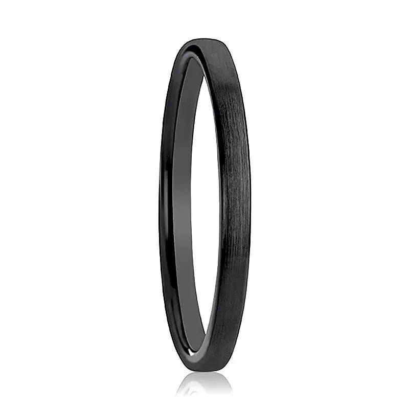Daisy | Women's Black Ceramic Ring, Brushed Domed 1