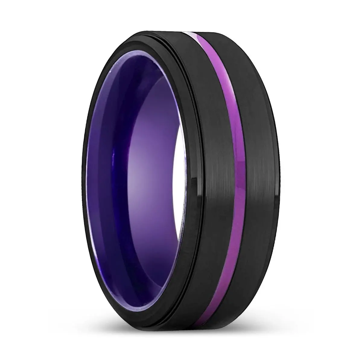 Darwin | Purple Ring, Black Tungsten Ring, Purple Groove, Stepped Edge 1