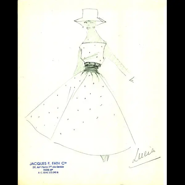 Fath - Dessin De La Maison Jacques Fath (Circa 1950) 1