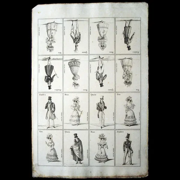 Cartes Du Jeu Tête, Bras, Jambes, Queue Du Costume Parisien (Circa 1820) 1