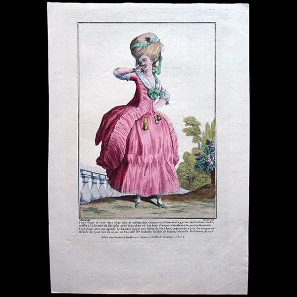Gallerie Des Modes Et Costumes Français, 1778-1787, Gravure N° N 77, Jeune Dame De Lyon (1778) 1