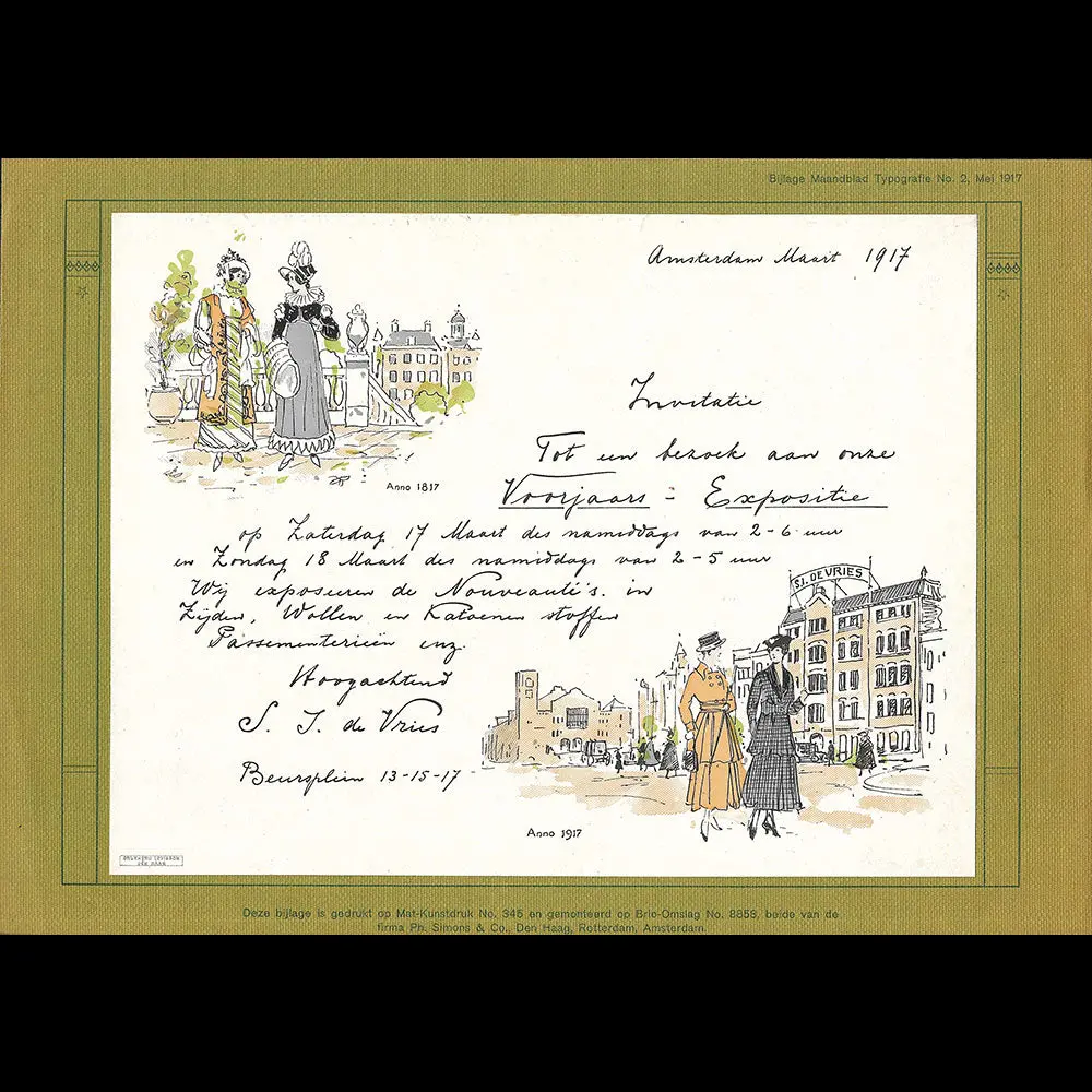De Vries - Invitation De La Maison De Nouveautés, Beursplein À Amsterdam (1917) 2