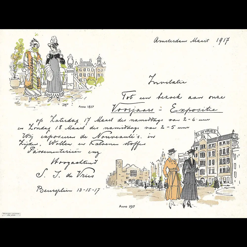De Vries - Invitation De La Maison De Nouveautés, Beursplein À Amsterdam (1917) 1