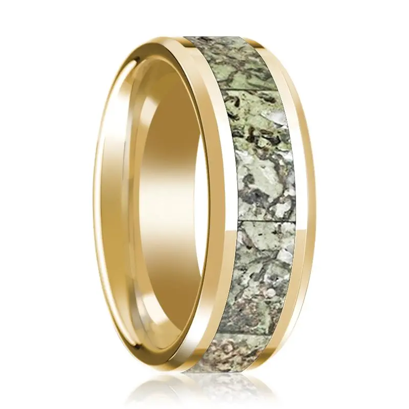 Deltar | 14K Yellow Gold Green Dino Bone Inlay 1