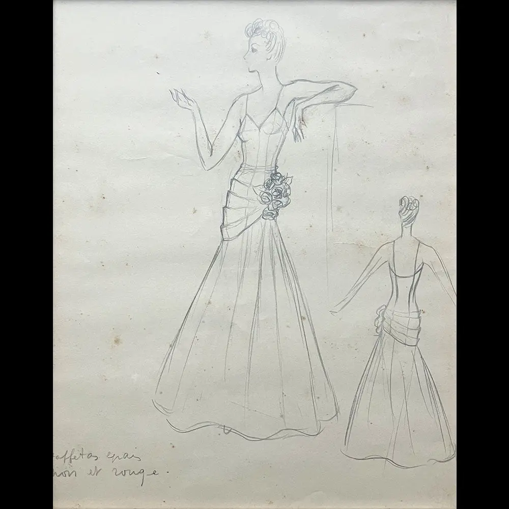 Jean Desses - Dessin D'une Robe Du Soir (1930-1940S) 1
