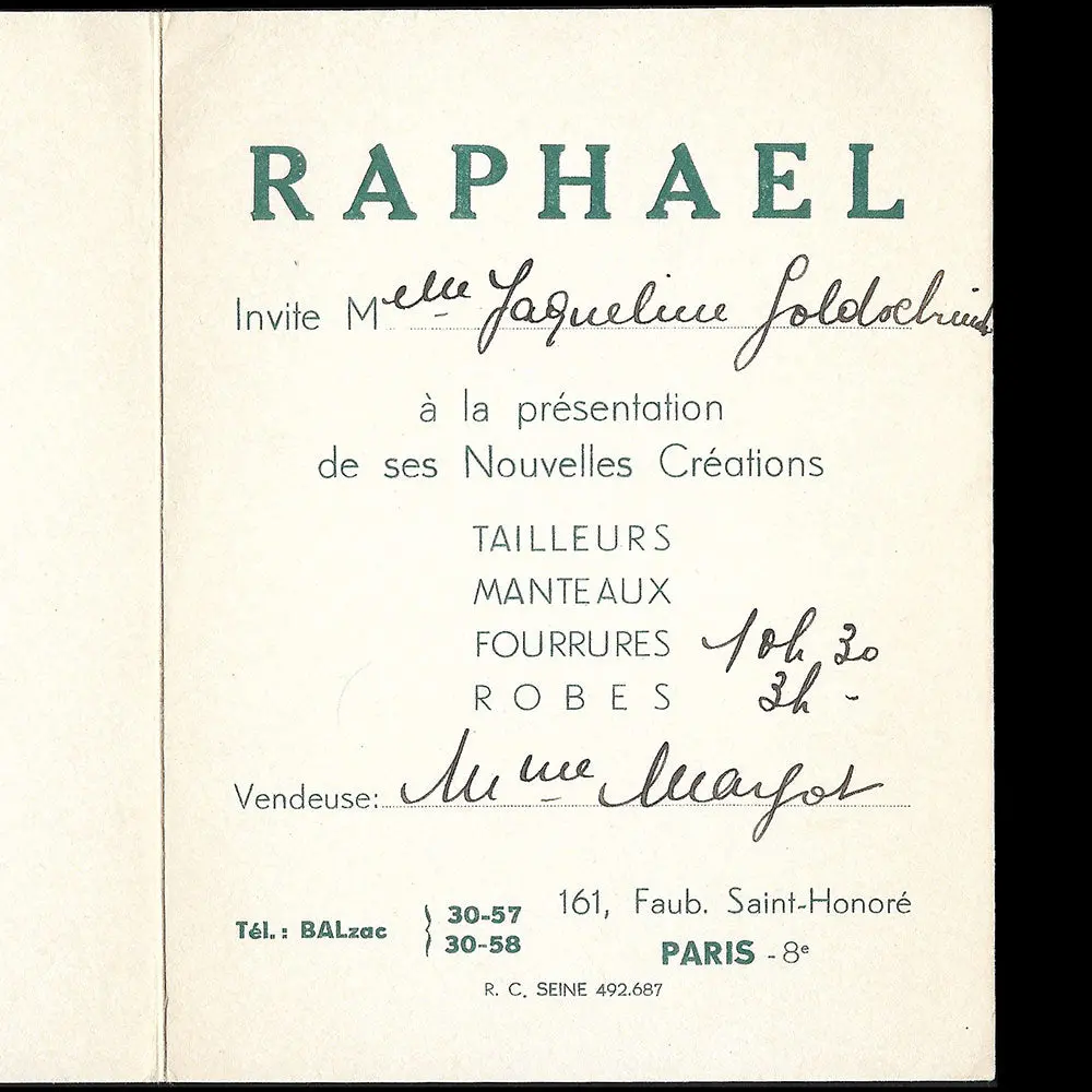Raphael - Invitation À Un Défilé De La Maison De Couture (Circa 1935-1939) 2