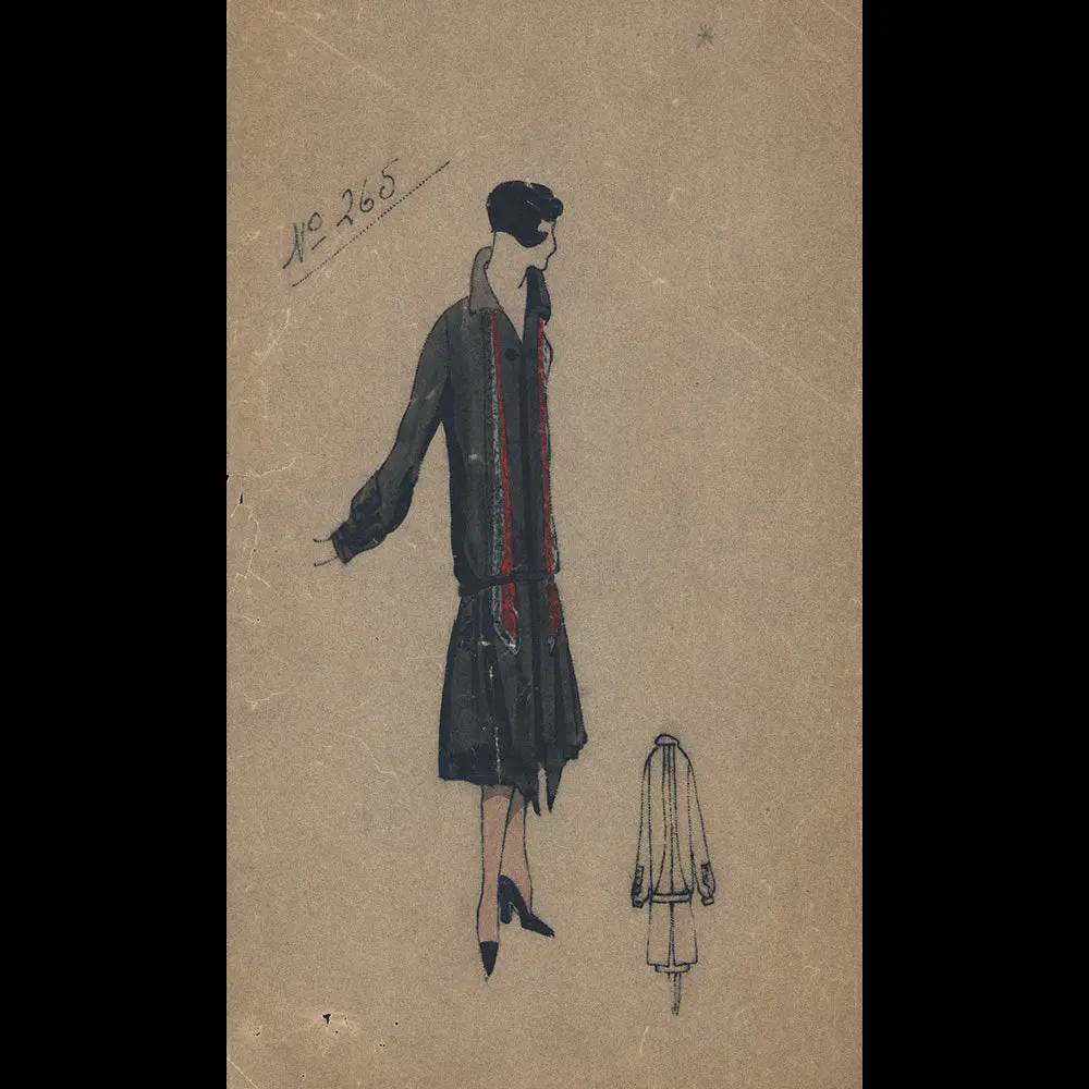 Dessin D'une Robe D'une Maison De Couture Parisienne (Circa 1925-1930) 1